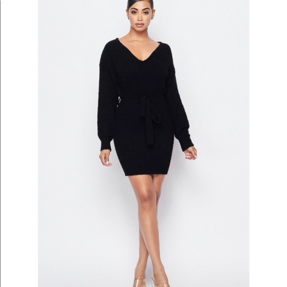 NEW! Fuzzy V-neck Dress! - Picture 4 of 4